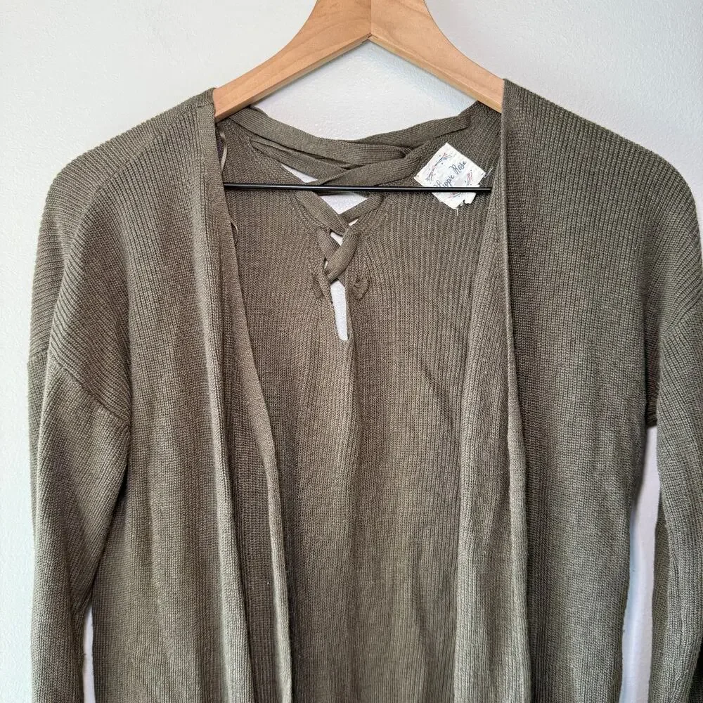 Hippie Rose Women's Crisscross Cardigan Sweater Top Olive Green Size Small - Picture 2 of 6